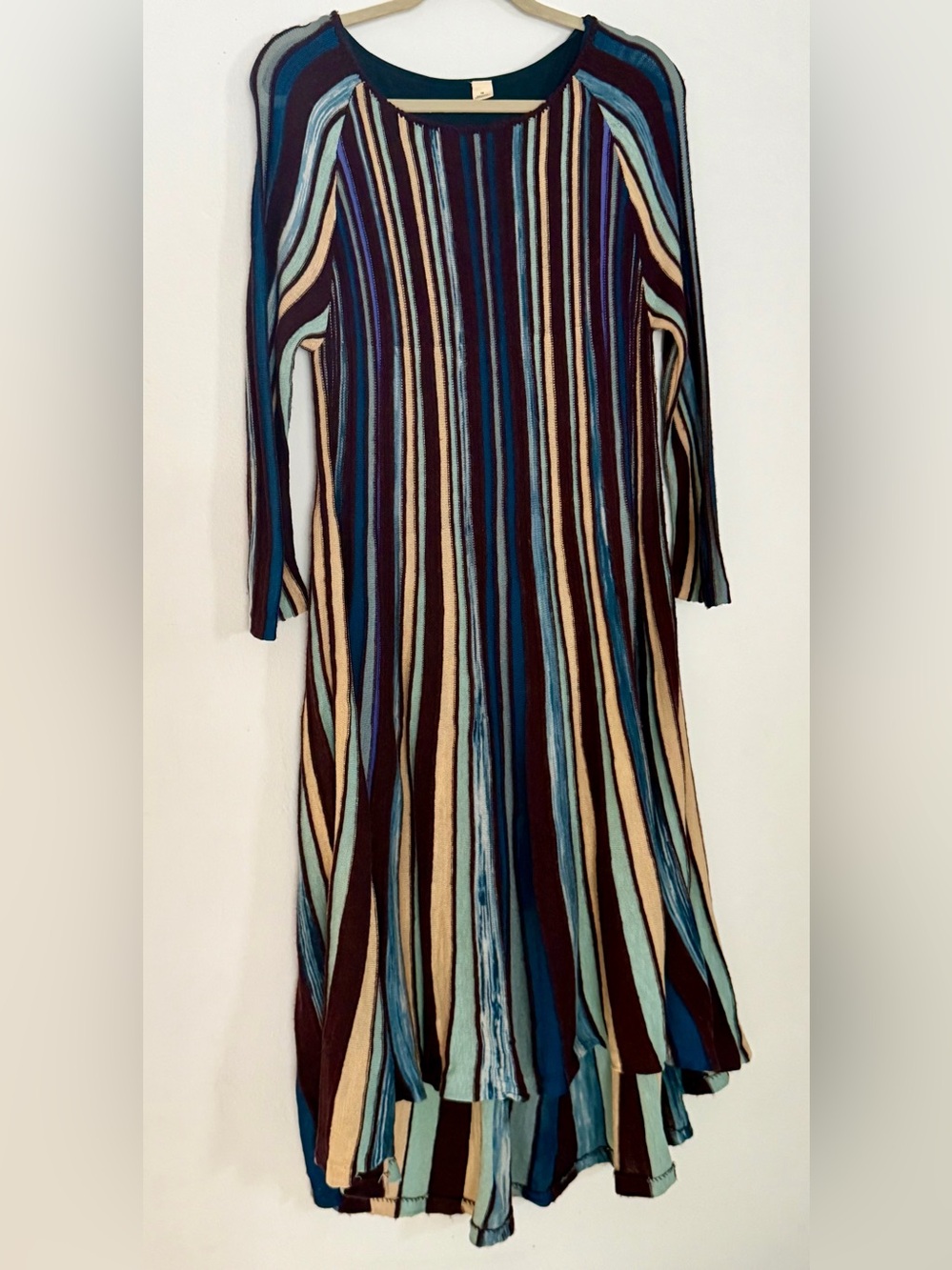Anthropologie MOTH Nora 3D Knit Striped Sweater Dress XS Wool Alpaca Midi - Picture 2 of 15